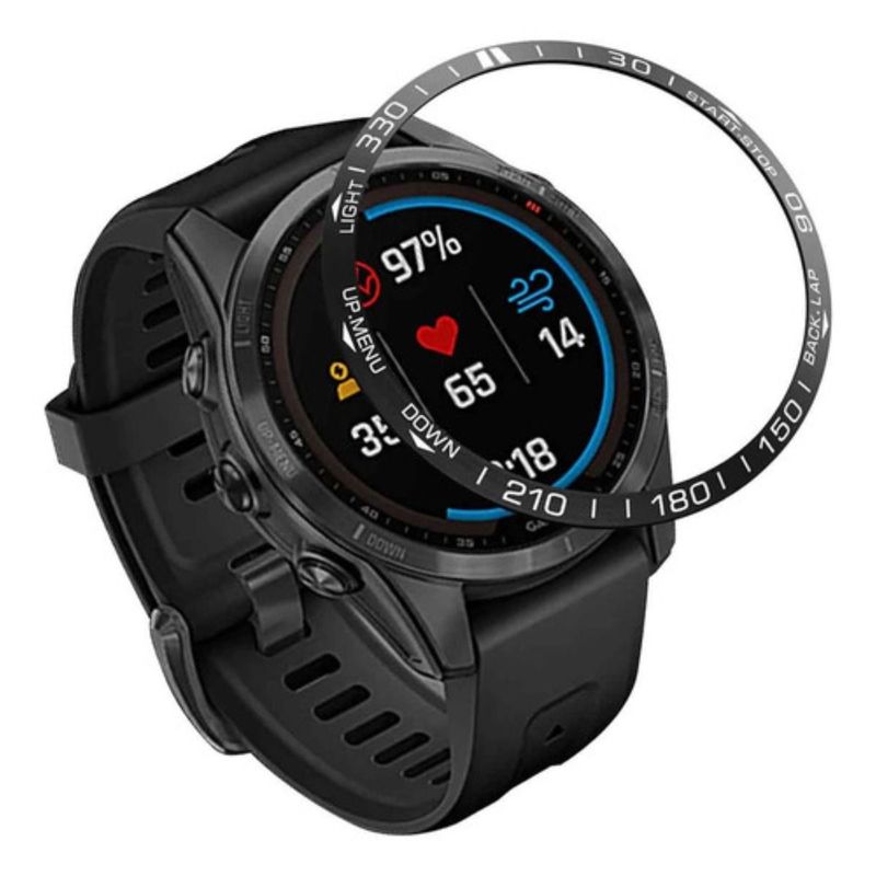 GENERICO - Protector Bisel Acero Adhesivo Garmin Fenix 7 Sapphire Solar Negro