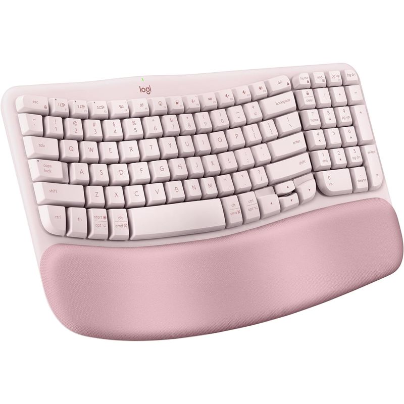 LOGITECH - Teclado ergonómico inalámbrico con reposamanos, modelo Wave Keys