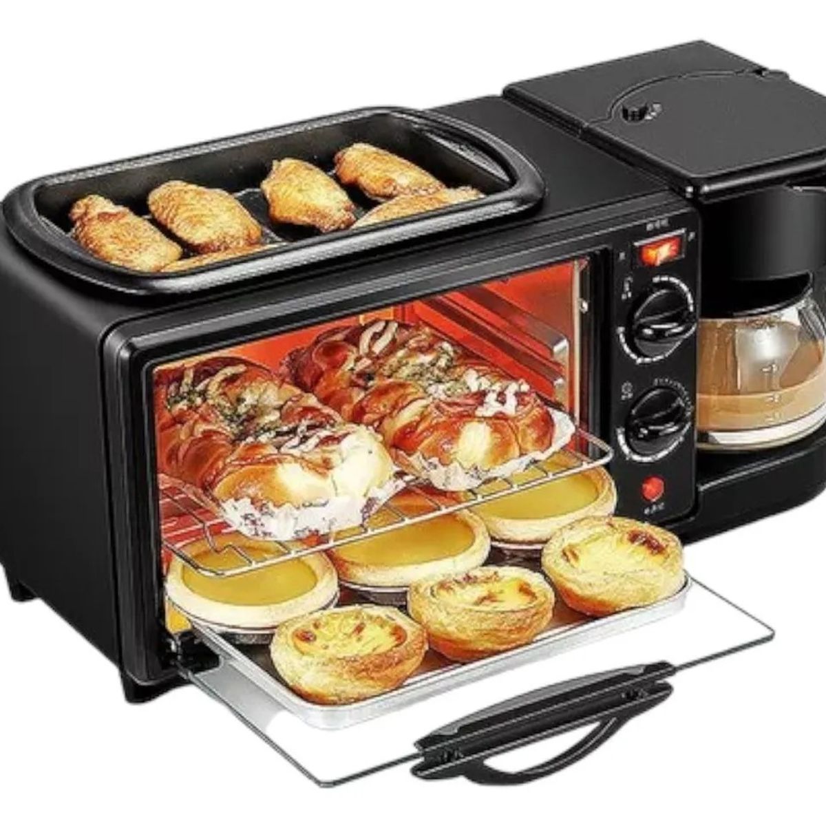 SOKANY - Horno Eléctrico Tostador Sokany Cafetera Parrilla 3 En 1