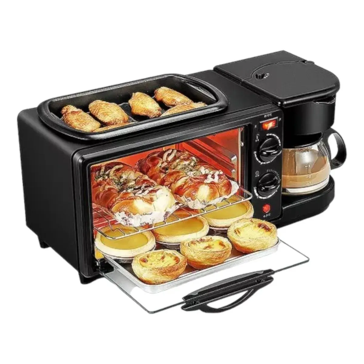 SOKANY - Horno Eléctrico Tostador Sokany Cafetera Parrilla 3 En 1