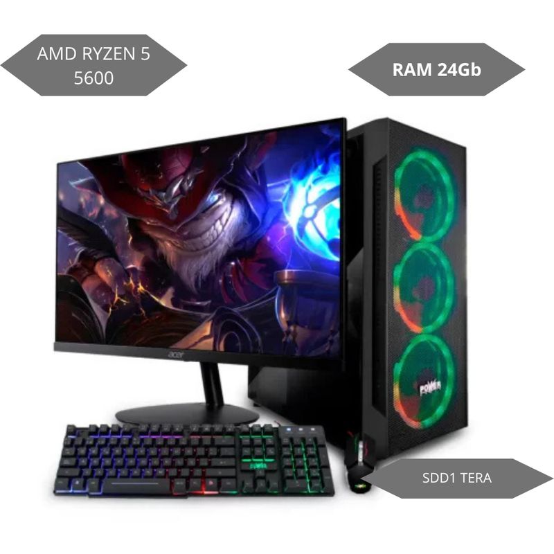 GENERICO - PC ESCRITORIO RYZEN 5 5600 - RAM 16 GB- SOLIDO 1 TERA
