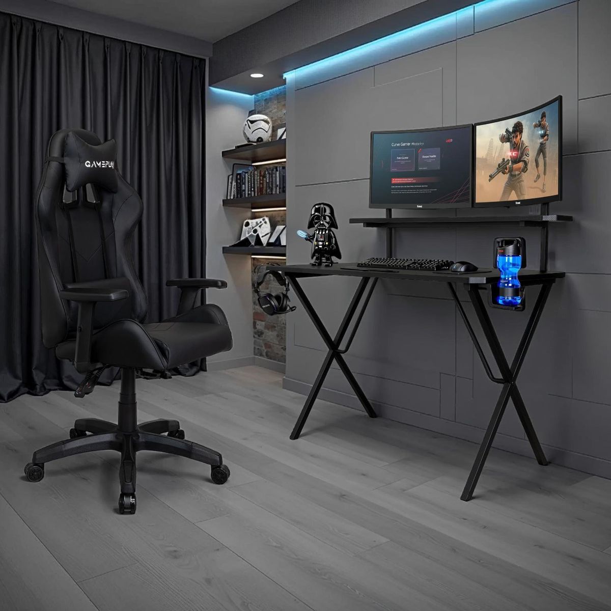 RTA MUEBLES - Escritorio Gamer Negro ELN 11683 RTA