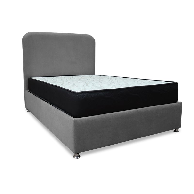 GENERICO - Combo Basecama y Colchón Comfort 140 Doble Gris más Espaldar