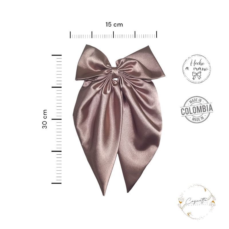 GENERICO - Moño Coquette en satín premium licrado color Oro Rosa
