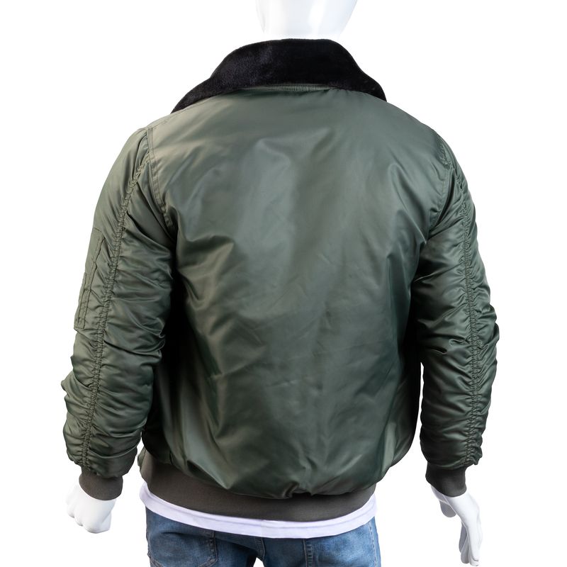 ALMA DE AVIADOR - Chaqueta Bomber Cuello Ovejo Hombre Verde Militar Alma de Aviador