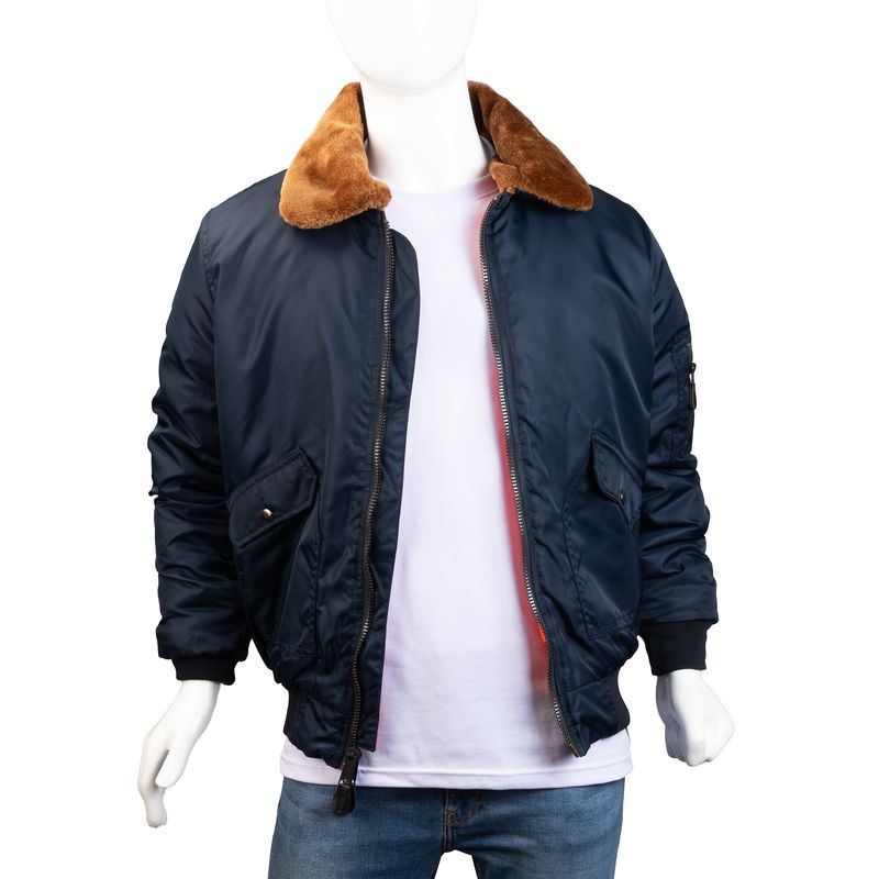 ALMA DE AVIADOR - Chaqueta Bomber Cuello Ovejo Hombre Azul Oscuro Alma de Aviador