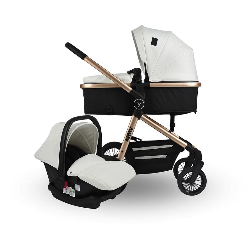 PREMIUM BABY - Coche Para Bebé Moises de Lujo Abby 3 en 1 Premium Baby Blanco