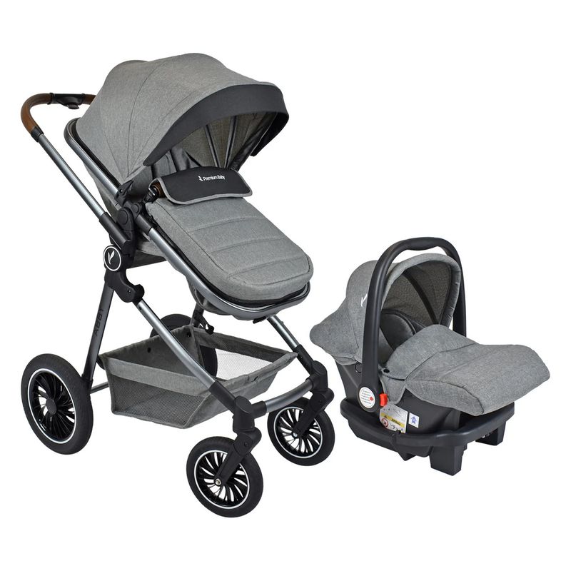 PREMIUM BABY - Coche Para Bebé Moises de Lujo Abby 3 en 1 Premium Baby Gris