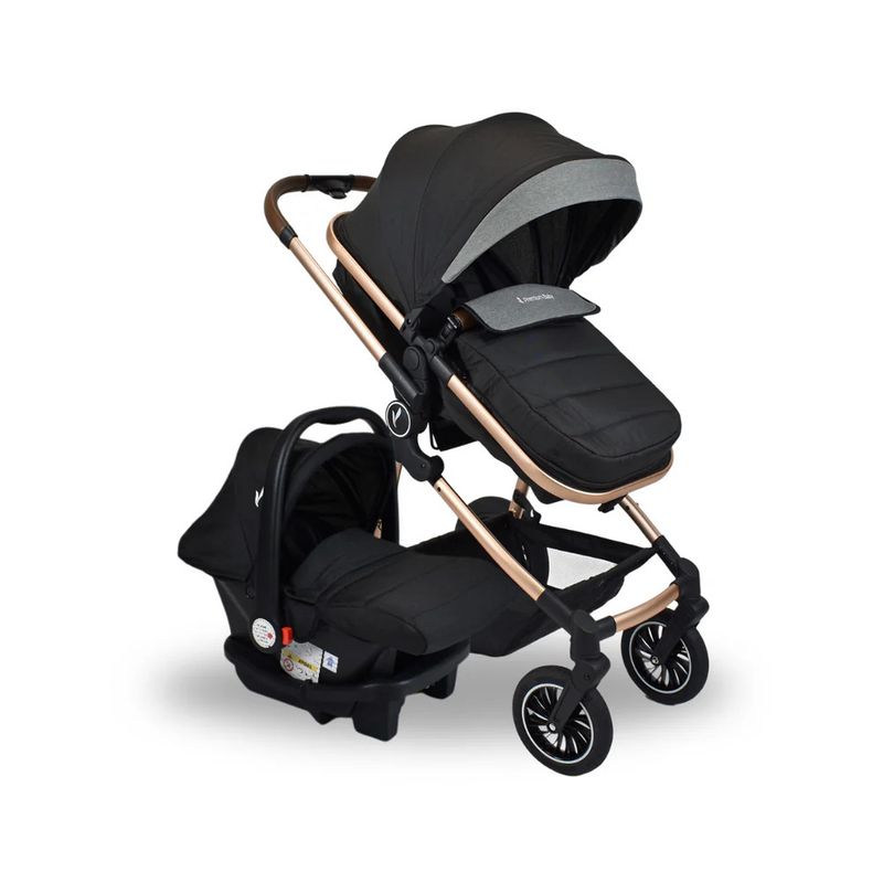 PREMIUM BABY - Coche Para Bebé Moises de Lujo Abby 3 en 1 Premium Baby Negro