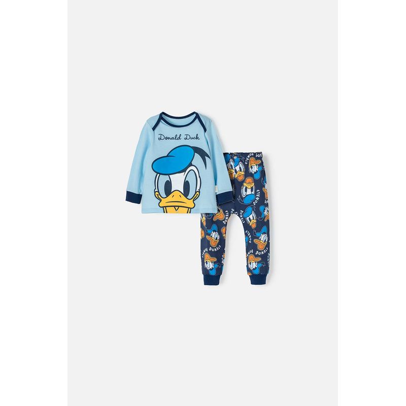 DISNEY - Pijama Pato Donald con pantalón largo azul para bebé niño