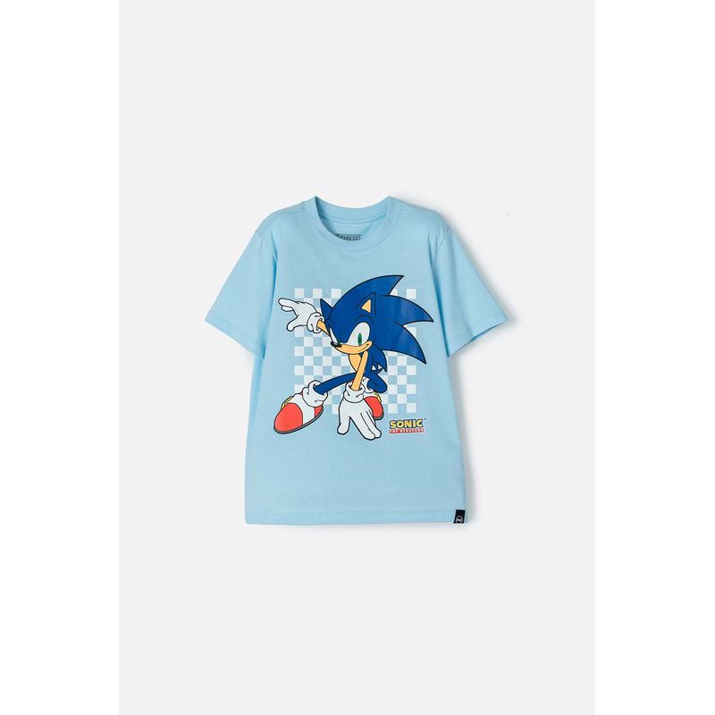 SONIC - Camiseta de Sonic de manga corta azul para niño