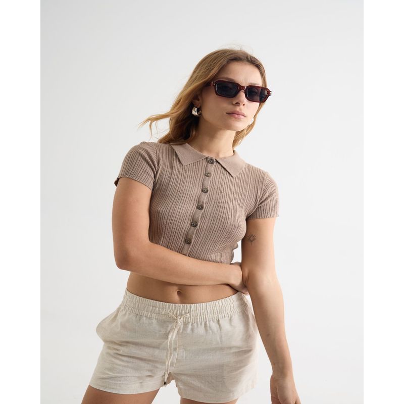 SEVEN SEVEN - Camiseta Para Mujer Manga Corta Cuello Redondo Color Taupe Marca Seven Seven #28096239