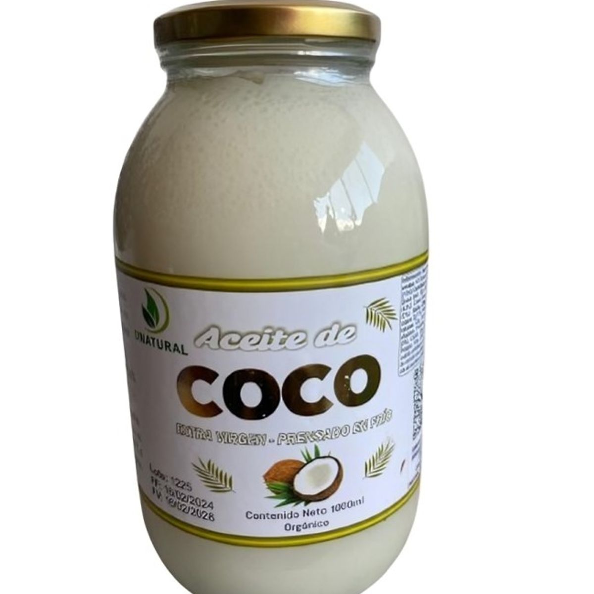 GENERICO - Aceite de coco orgánico extravirgen prensado frío x 1000ml
