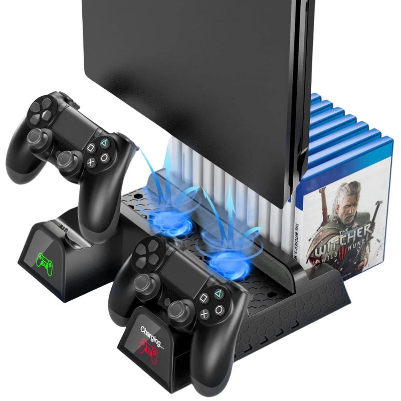 GENERICO - Base Vertical Refrigerante Ps4 Fat Pro Slim Porta Juegos