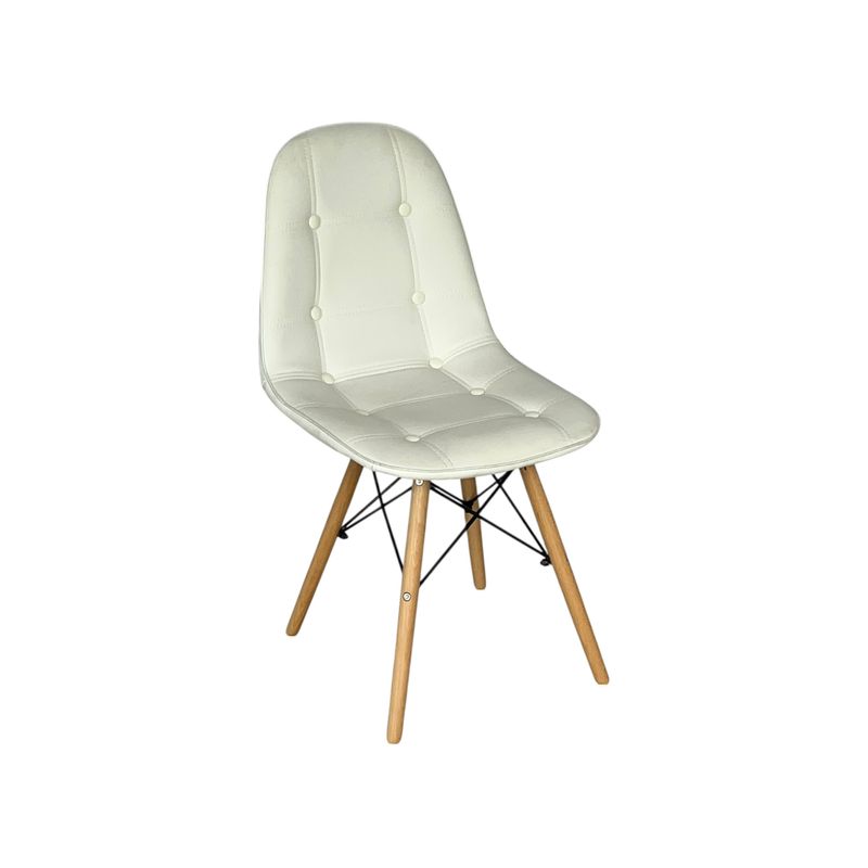 GENERICO - Silla Contemporánea de Eco Cuero con Base de Madera COLO BLANCO