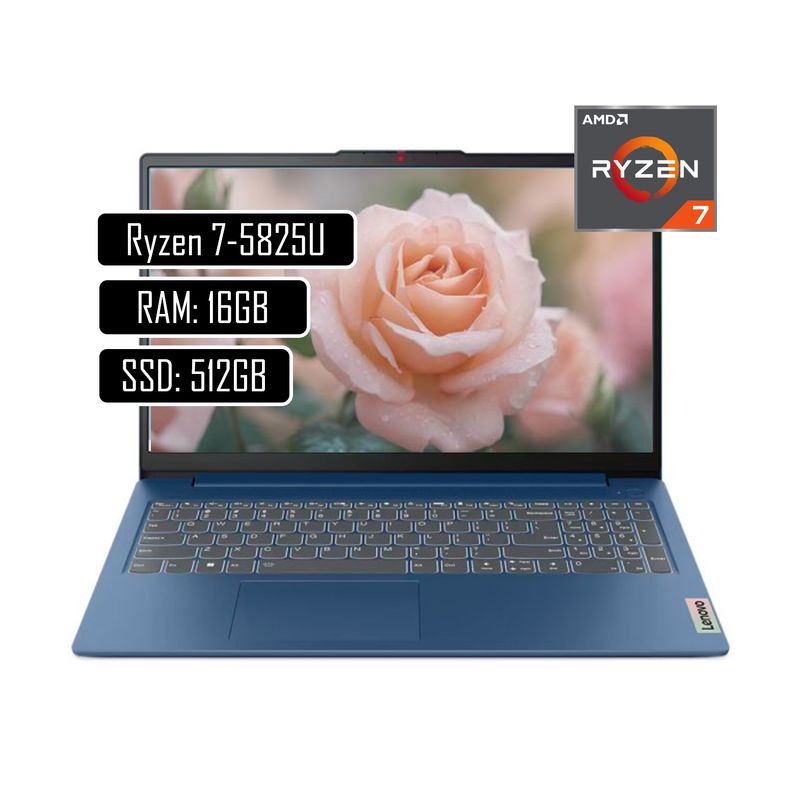 LENOVO - PORTATIL LENOVO SLIM 3 RYZEN 7 5825U RAM 16GB SSD 512GB WIN11 HOME