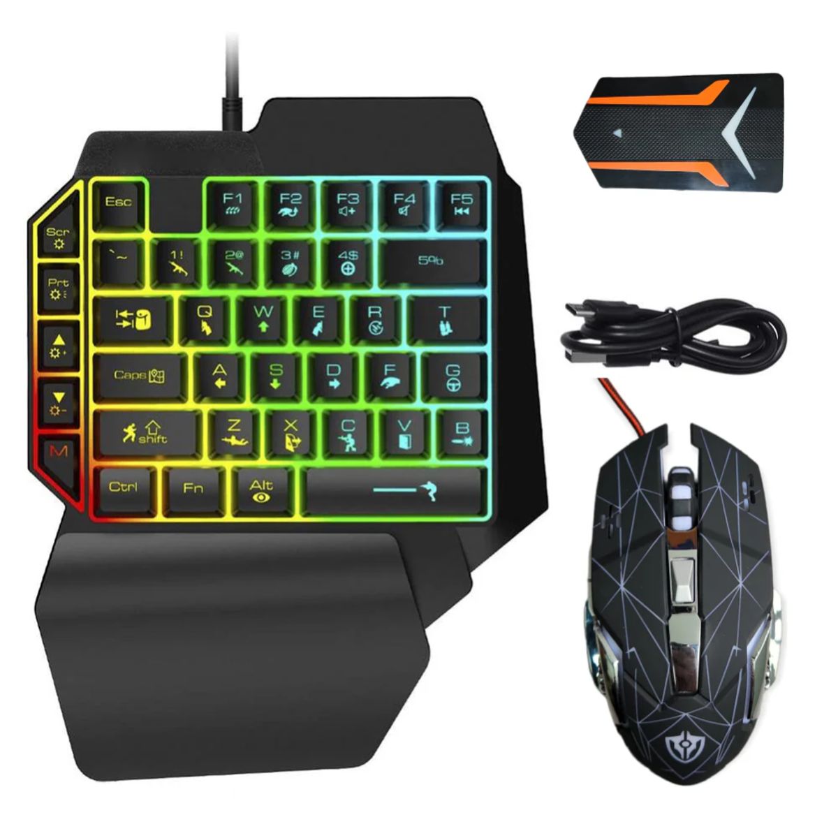 GENERICO - Set Gaming 4 En 1 Para Smartphone: Teclado Mouse Y Adaptador