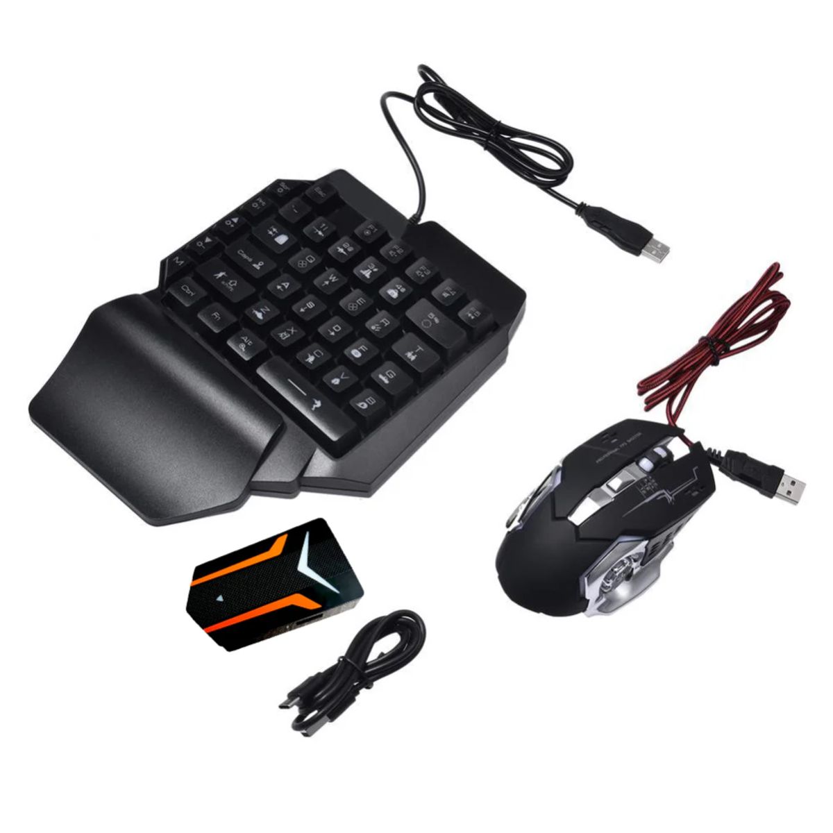 GENERICO - Set Gaming 4 En 1 Para Smartphone: Teclado Mouse Y Adaptador