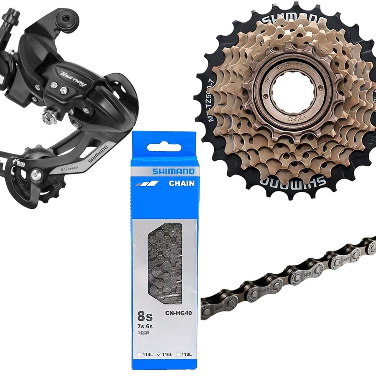 SHIMANO - Tensor Ty500 + Pacha 14-28 + Cadena Hg40 7V Shimano Tourney