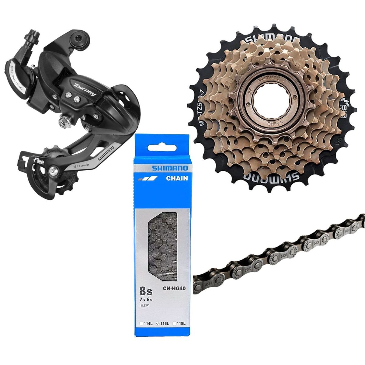 SHIMANO - Tensor Ty500 + Pacha 14-28 + Cadena Hg40 7V Shimano Tourney