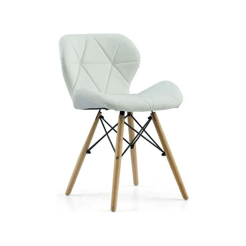 GENERICO - Silla Moderna Tapizada de Eco Cuero con Patas de Madera COLOR BLANCO