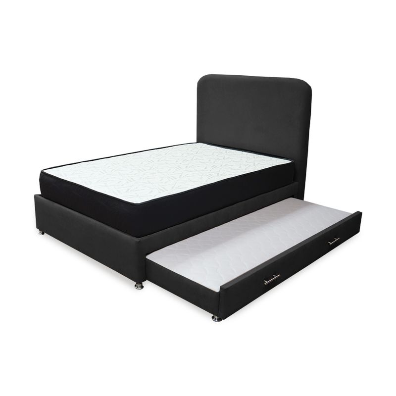 GENERICO - Combo Cama Tarima Nido Comfort 120 Semidoble Negro mas Espaldar