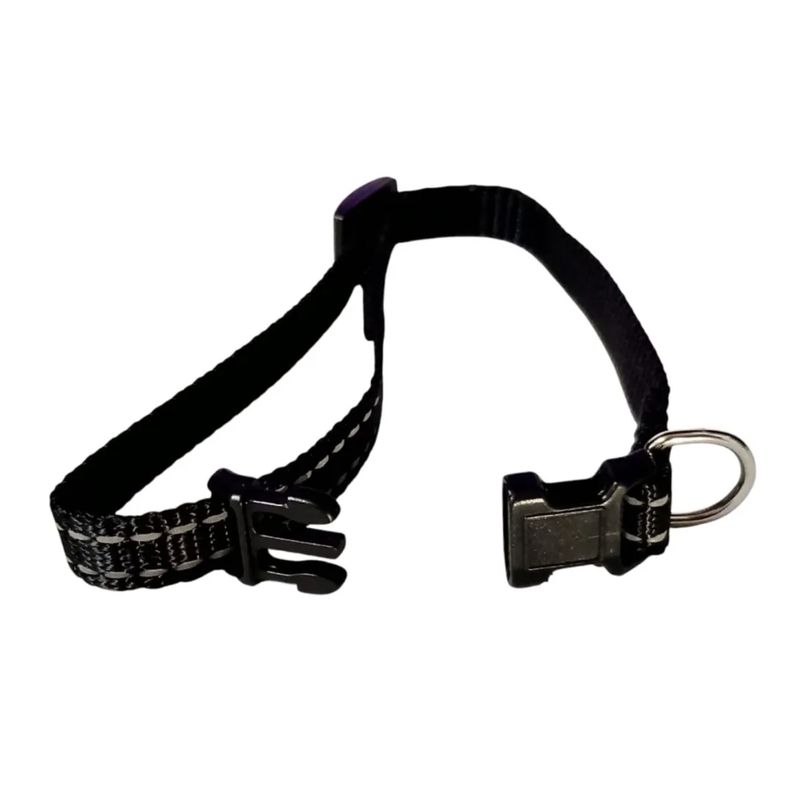 GENERICO - Collar Para Perro De Nylon Bandas Reflejantes Negro
