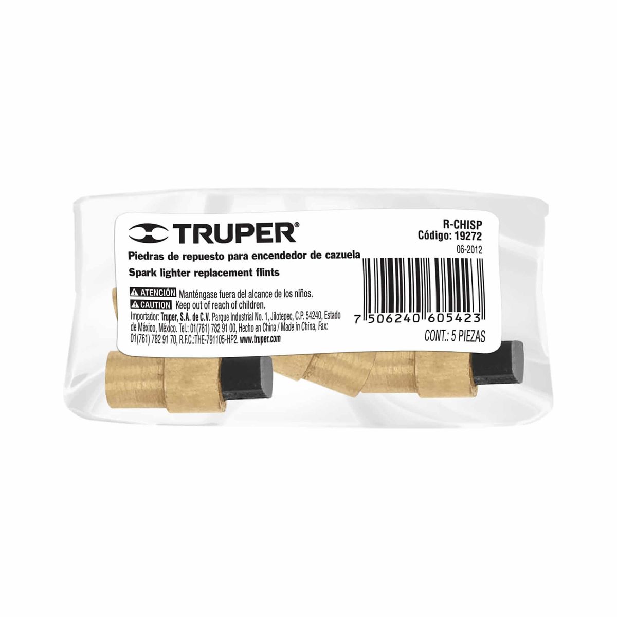 TRUPER - 5 Piedras Para Encendedor De Chispa Tipo Cazuela Para Gas Truper