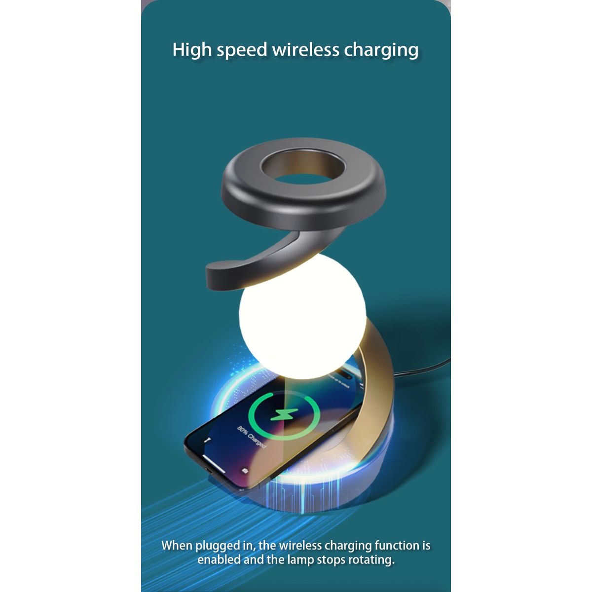 GENERAL - Lámpara Luna 3D Flotante con Luces RGB y Carga Inalámbrica  Giratoria