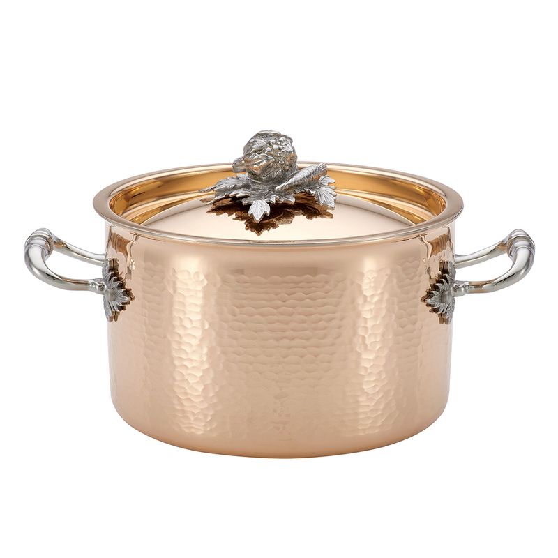 RUFFONI - Olla con tapa 28L  18CM de Cobre interior Acero Inox Línea Ruffoni Opus Cupra