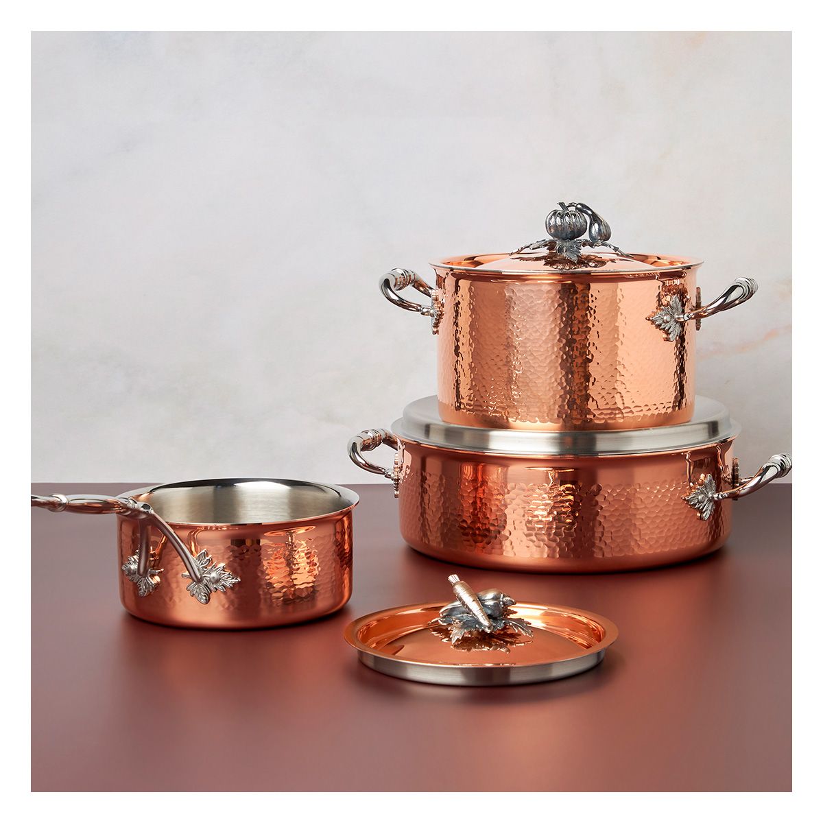 RUFFONI - Batería de Cocina de 6 piezas de Cobre interior Acero Inox. Ruffoni