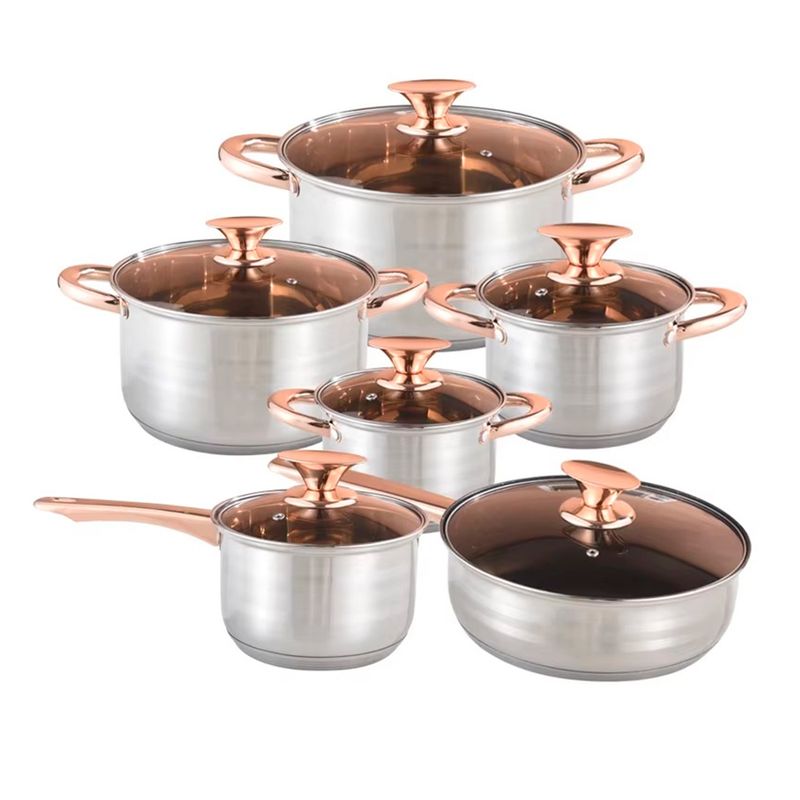 GENERICO - Juego De Ollas 12 Pzas Acero Inoxidable Cocina Para Inducción kv-6618