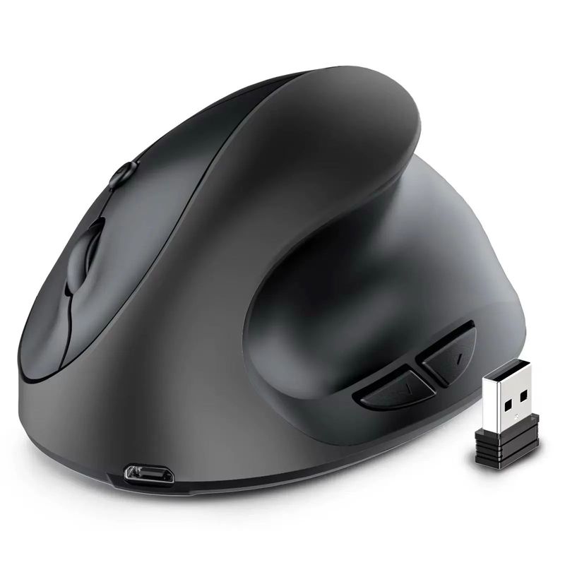 GENERICO - Mouse Inalambrico Vertical Recargable Negro