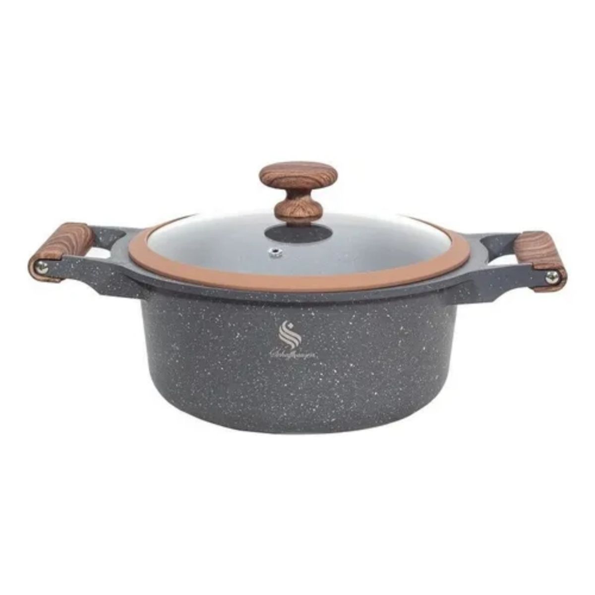 SCHAFFHAUSEN - Batería Ollas Granito 8 Pzs Schaffhausen Antiadherente Gris