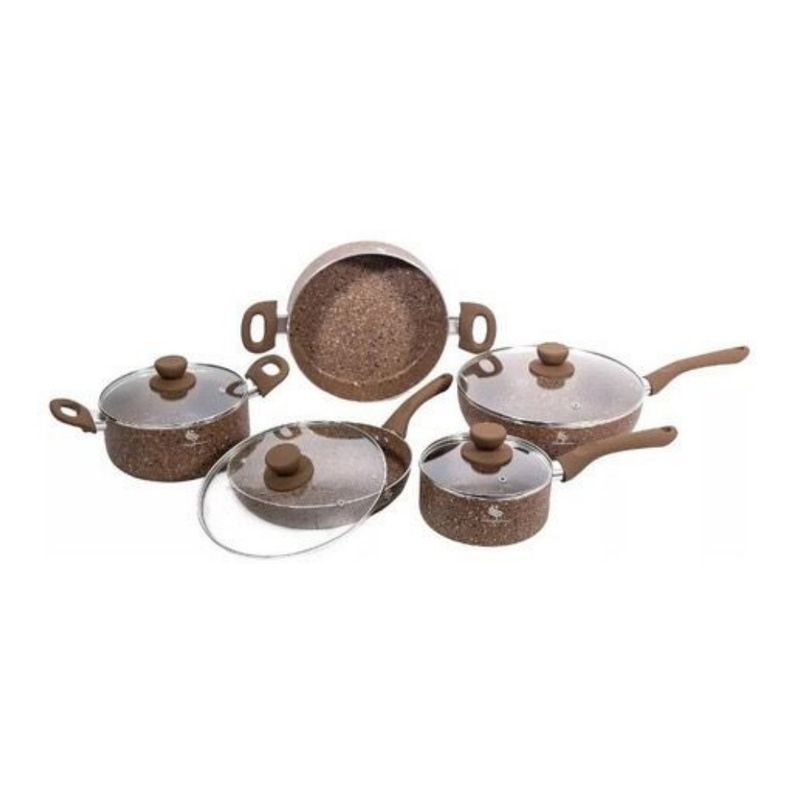 SCHAFFHAUSEN - Batería De Ollas Schaffhausen 9 Piezas Antiadherentes Beige