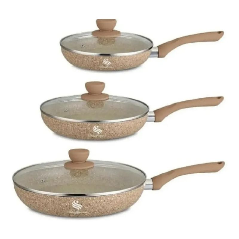 SCHAFFHAUSEN - Set 3 Sartenes Antiadherentes Schaffhausen Mármol Beige