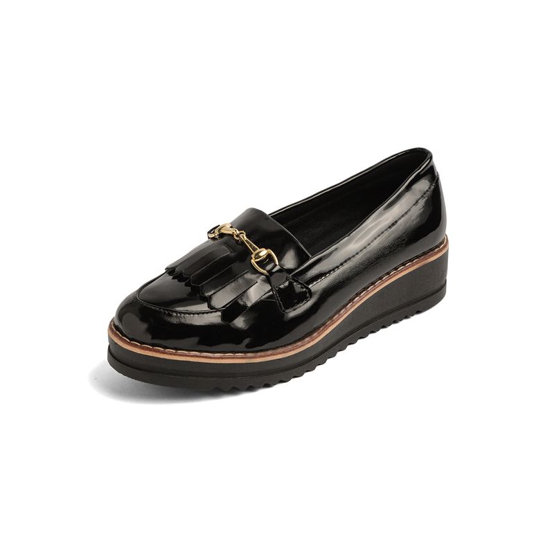 SEVENTEEN - MOCASIN NEGRO CHAROL CON HERRAJE SEVENTEEN BRIELLEE