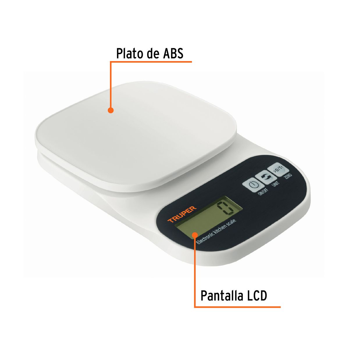 TRUPER - Báscula Gramera Digital Para Cocina 5 Kg Lcd Truper En Abs