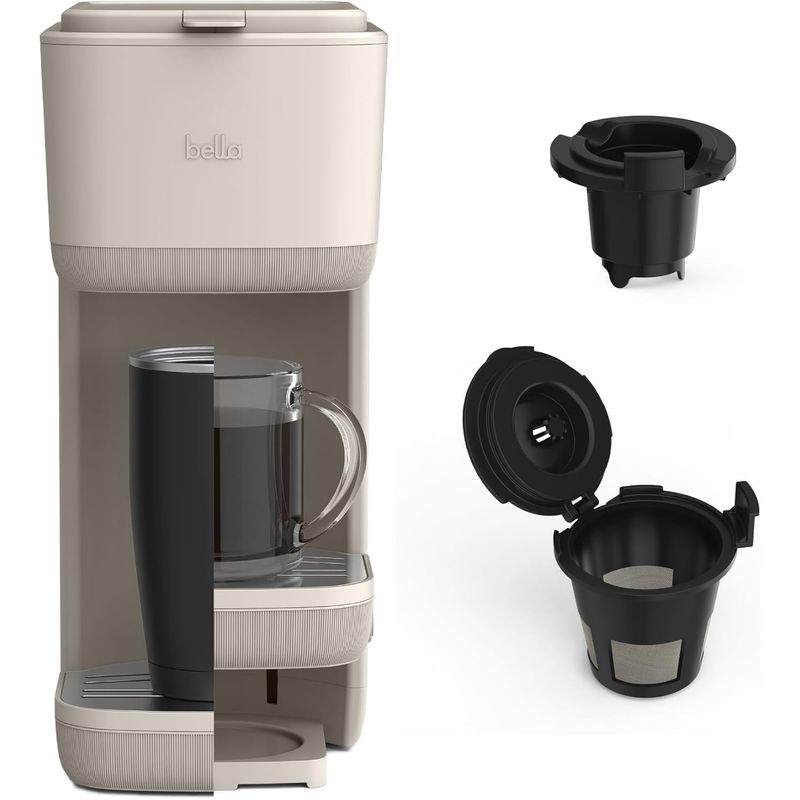 BELLA - Cafetera Individual BELLA K Cup y molido 1000W 6-14oz