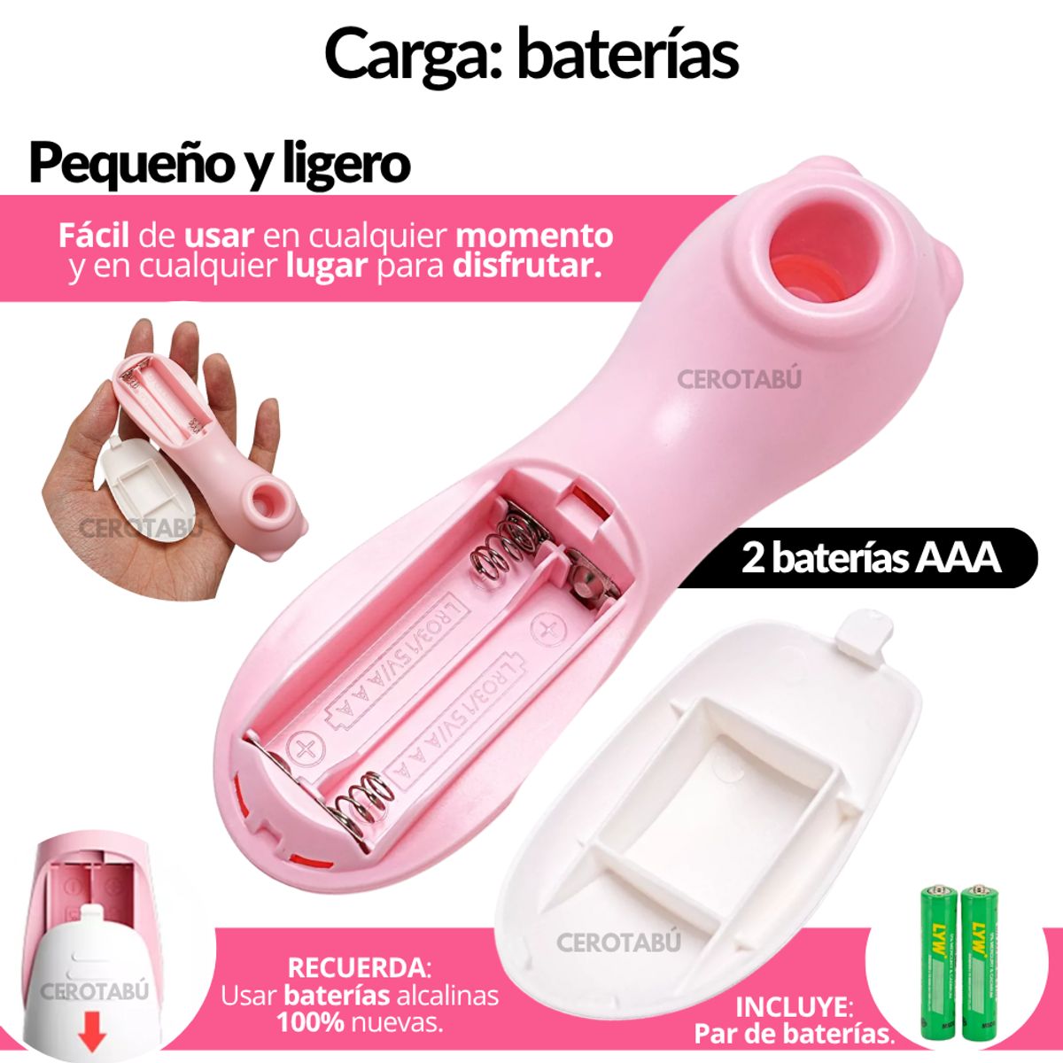 GENERICO - Vibrador Succionador De Clítoris Baterías Luxury Silicona Rosado