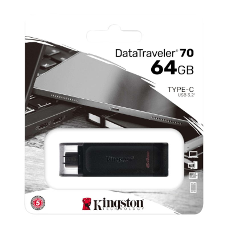 KINGSTON - Memoria USB Tipo C Kingston DT70 64GB Original