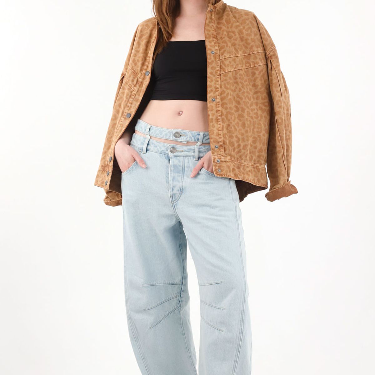 TENNIS - Jean Horseshoe con doble pretina y cut out para mujer