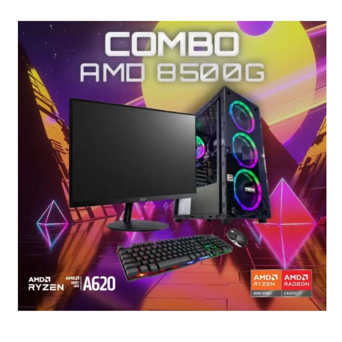 GENERICO - PC GAMER PROCESADOR RYZEN 5 SERIE 8500 - 1 TERA DISCO - RAM 16GB - PANTALLA 22"