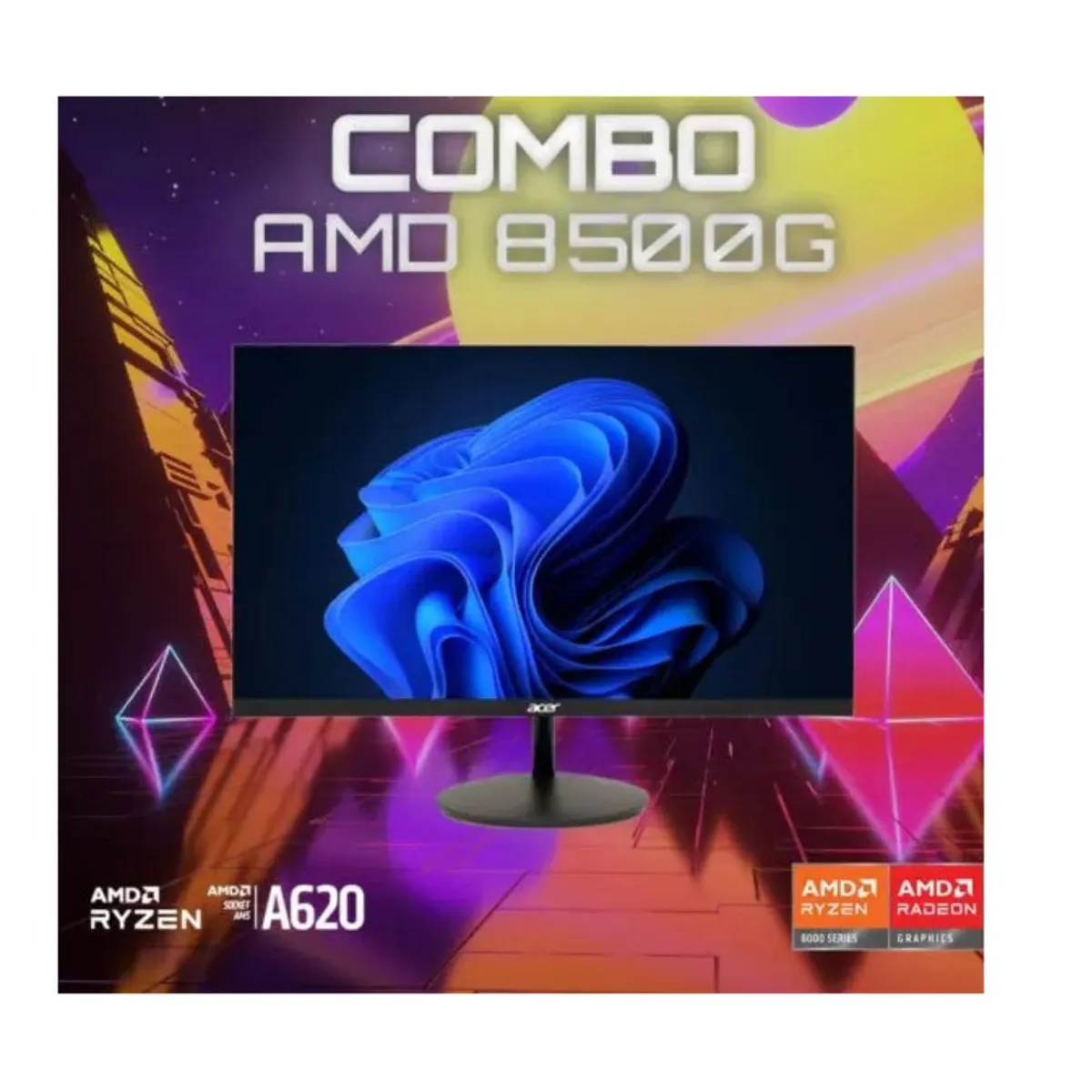 GENERICO - PC GAMER PROCESADOR RYZEN 5 SERIE 8500 - 1 TERA DISCO - RAM 16GB - PANTALLA 22"