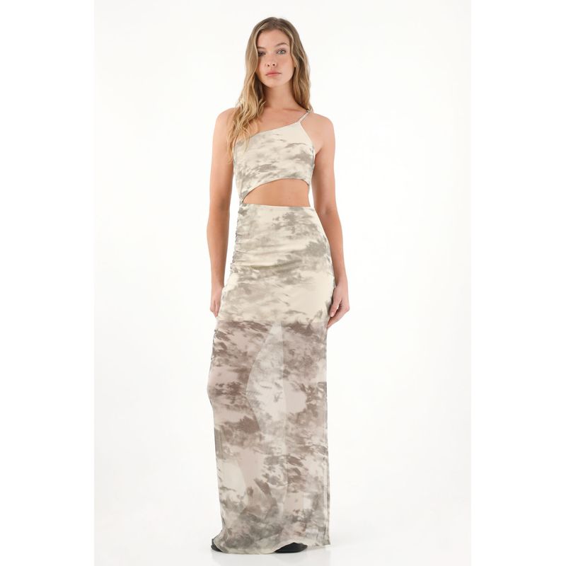 TENNIS - Vestido largo en malla estampada con brillos para mujer