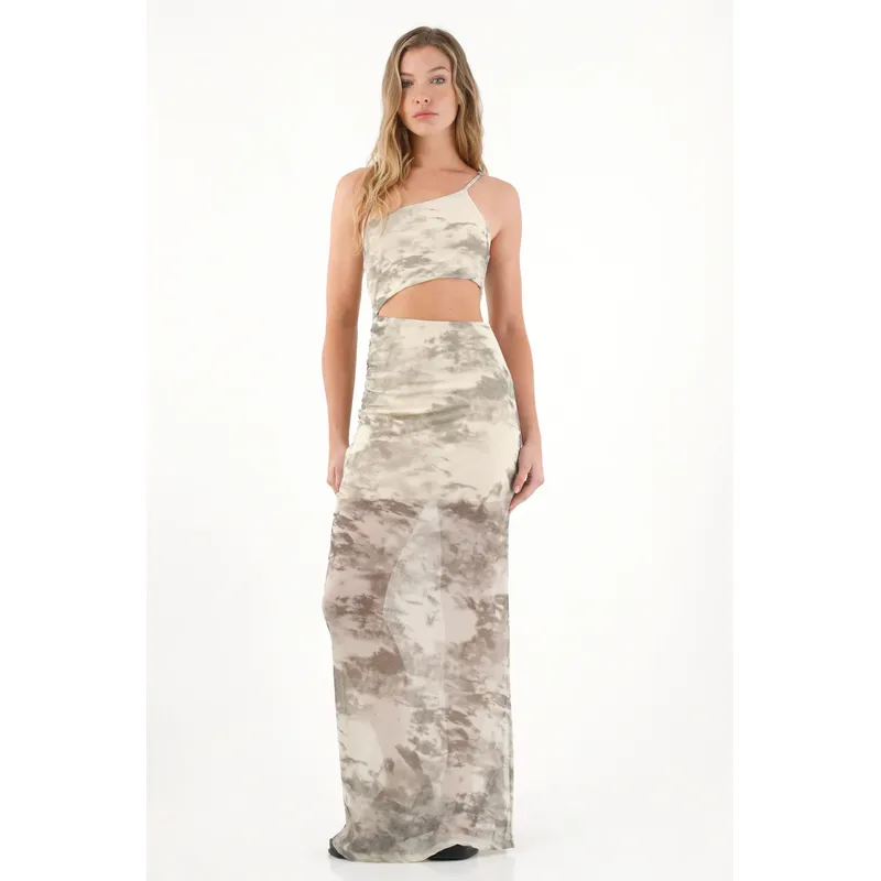 TENNIS - Vestido largo en malla estampada con brillos para mujer