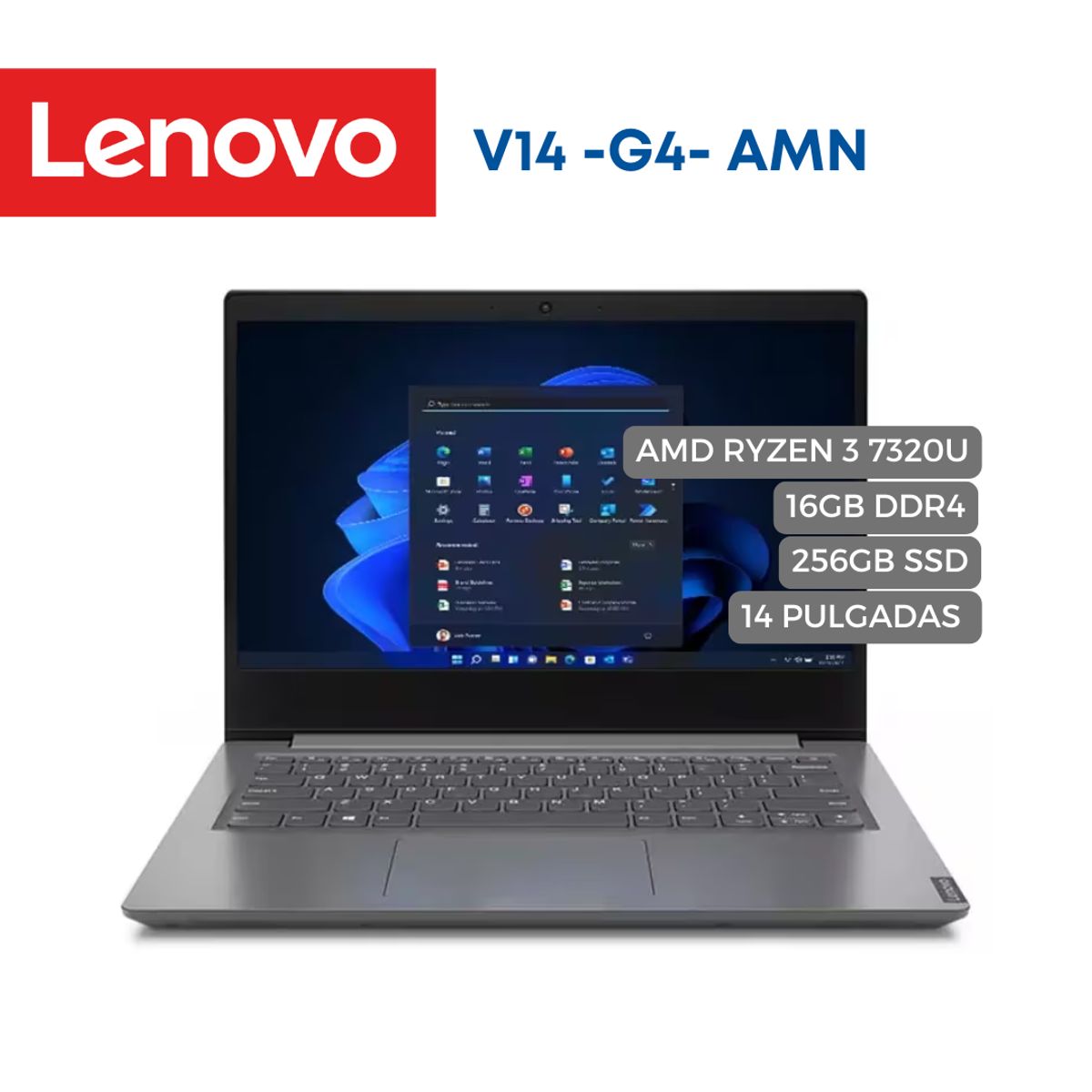 LENOVO - Portátil Lenovo V14 AMD Ryzen 3 7320U, 16GB, 256GB SSD, 14"
