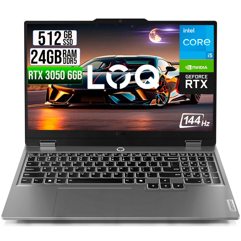 LENOVO - PORTATIL LENOVO LOQ 15IAX9 INTEL CORE I5 12450HX SSD 512GB RAM 24GB RTX 3050 6GB