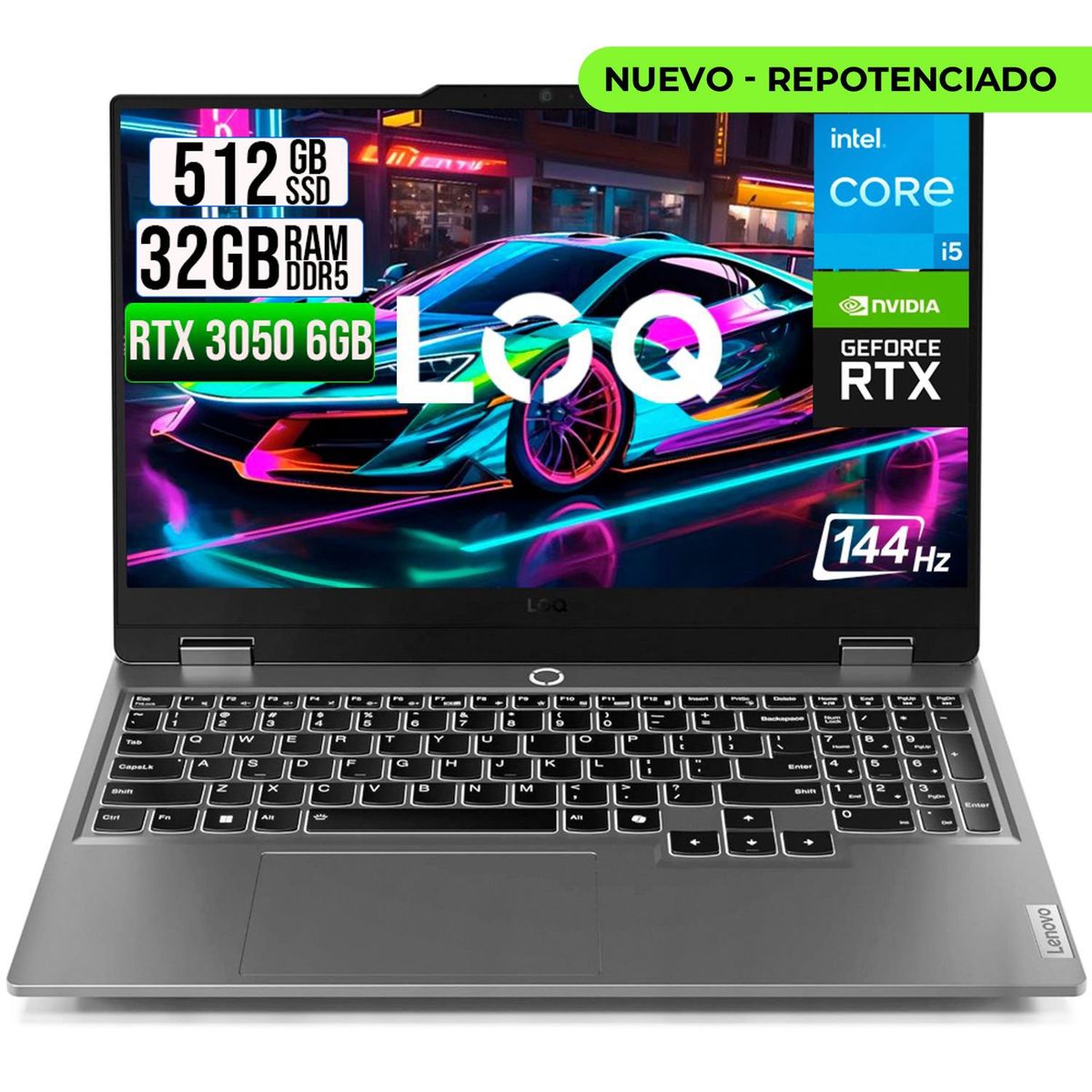 LENOVO - PORTATIL LENOVO LOQ 15IAX9 INTEL CORE I5 12450HX SSD 512GB RAM 32GB RTX 3050 6GB 15,6 FHD