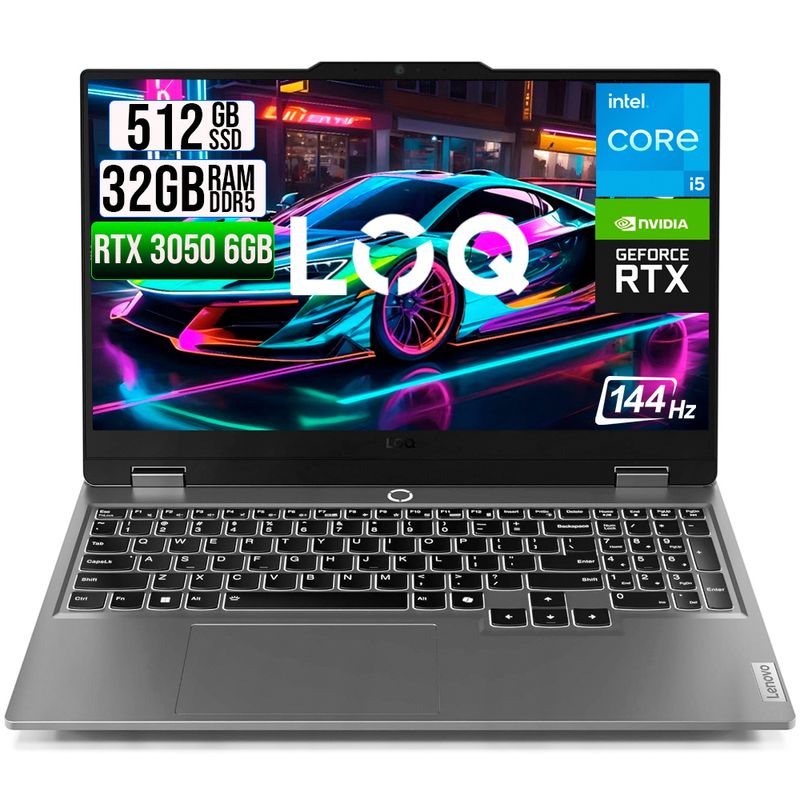 LENOVO - PORTATIL LENOVO LOQ 15IAX9 INTEL CORE I5 12450HX SSD 512GB RAM 32GB RTX 3050 6GB 15,6 FHD